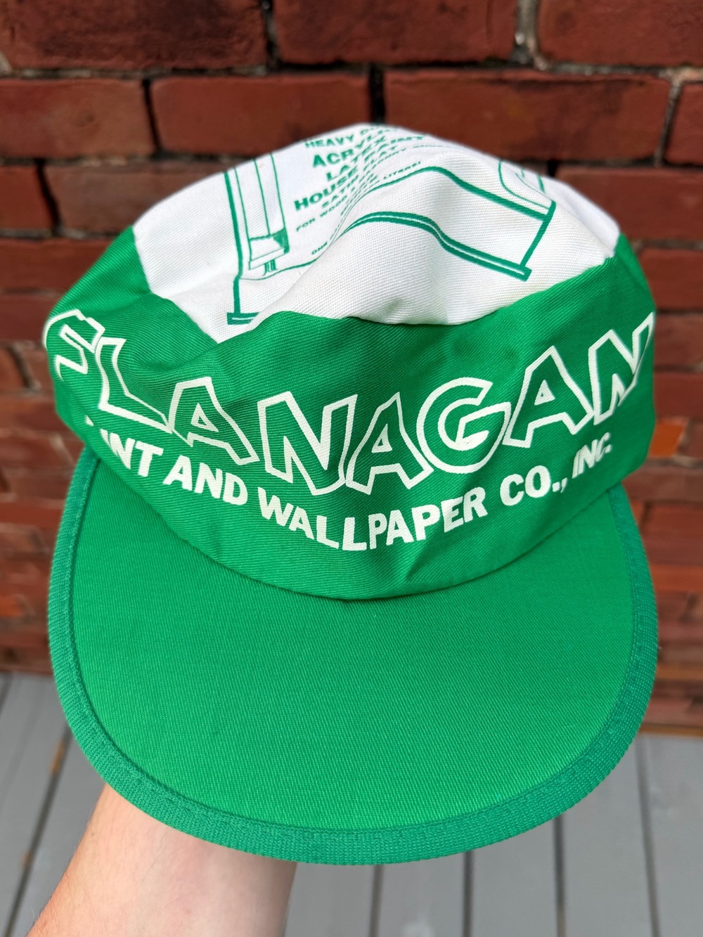 Vintage Flanagan Paint Green and White Painters Cap
